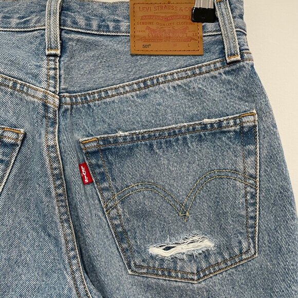 Levis Women Blue Ripped Jeans Size W24 L 30 - Picture 6 of 10